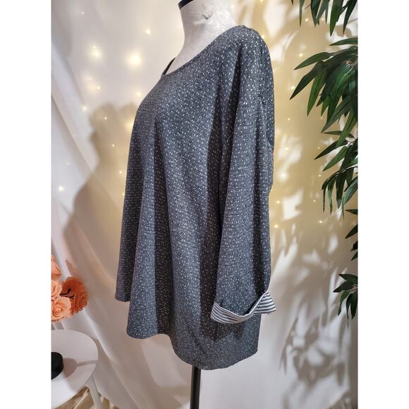 Rose + Olive Boat Neck Roll Tab Sleeve Speckle Knit Pullover Top Size 2X Striped - Picture 4 of 9